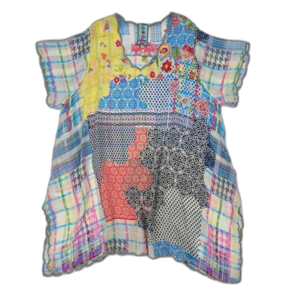 NEW Johnny Was Floral Patchwork Tunic Artsy Lagenlook Boho 70s Hippie Happycore